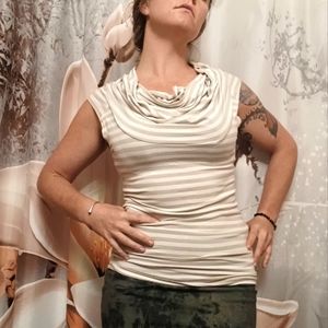 Bamboo mix strip blouse